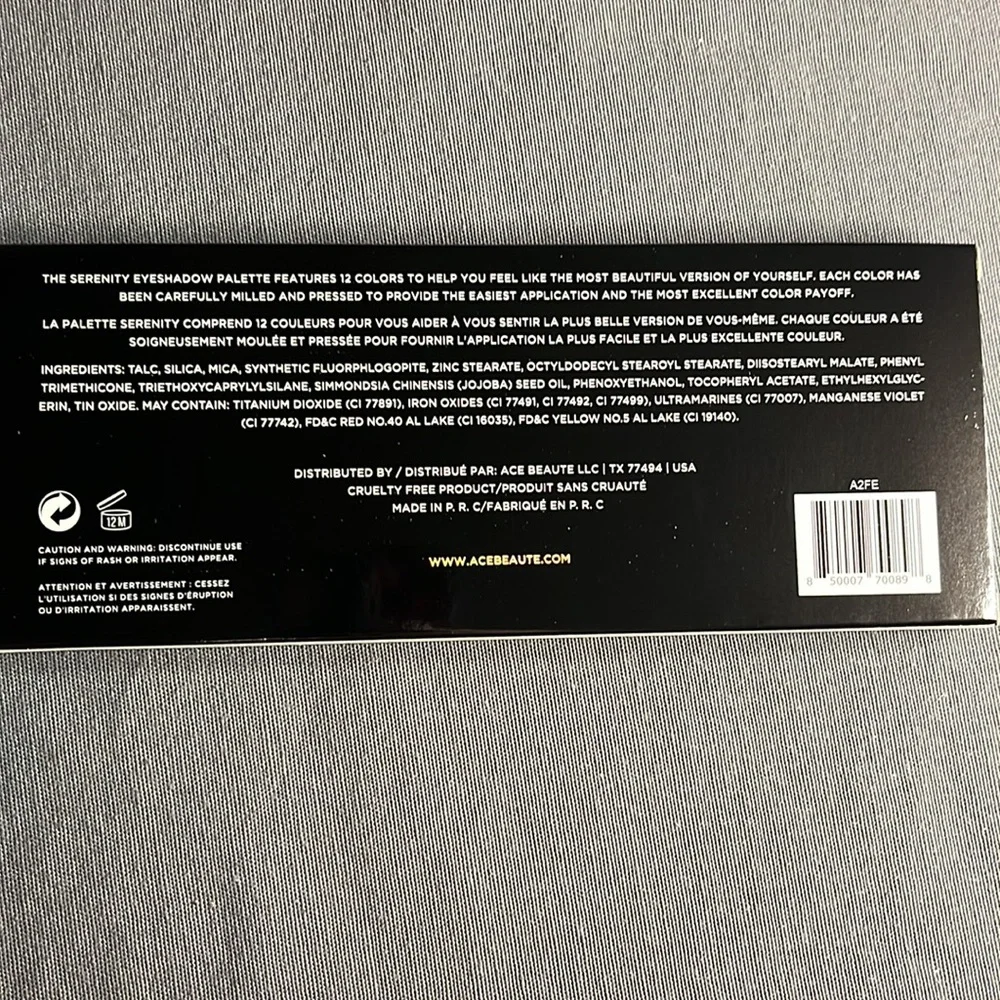 BNWT Ace Beute Serenity Eye Shadow Palette